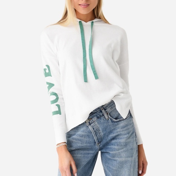 Society Tops - J Society White Hoodie with Green Details woman’s medium